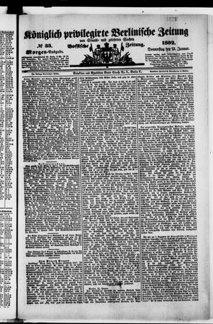 Königlich privilegirte Berlinische Zeitung von Staats- und gelehrten Sachen vom 21.01.1892