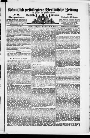 Königlich privilegirte Berlinische Zeitung von Staats- und gelehrten Sachen vom 26.01.1892