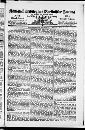 Königlich privilegirte Berlinische Zeitung von Staats- und gelehrten Sachen vom 26.01.1892