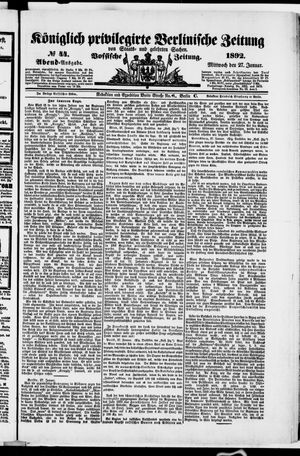 Königlich privilegirte Berlinische Zeitung von Staats- und gelehrten Sachen vom 27.01.1892