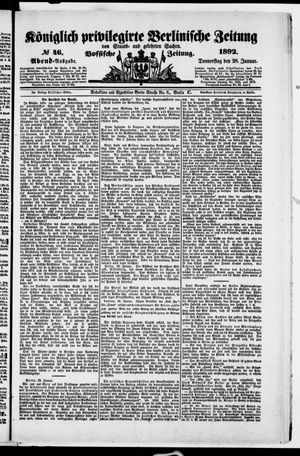 Königlich privilegirte Berlinische Zeitung von Staats- und gelehrten Sachen vom 28.01.1892