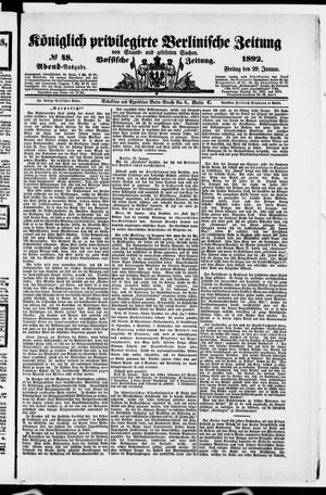 Königlich privilegirte Berlinische Zeitung von Staats- und gelehrten Sachen vom 29.01.1892