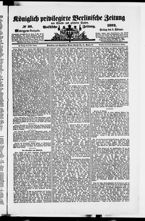 Königlich privilegirte Berlinische Zeitung von Staats- und gelehrten Sachen vom 05.02.1892