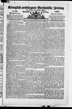 Königlich privilegirte Berlinische Zeitung von Staats- und gelehrten Sachen on Feb 5, 1892