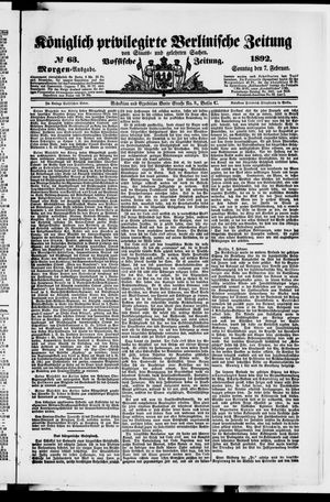 Königlich privilegirte Berlinische Zeitung von Staats- und gelehrten Sachen on Feb 7, 1892