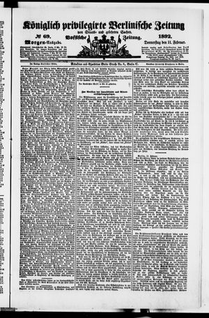 Königlich privilegirte Berlinische Zeitung von Staats- und gelehrten Sachen vom 11.02.1892