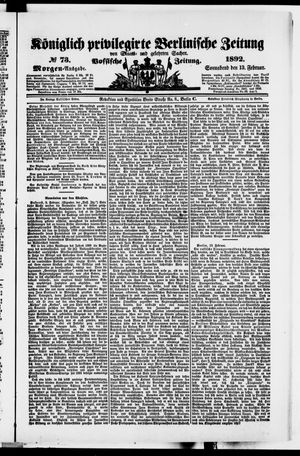 Königlich privilegirte Berlinische Zeitung von Staats- und gelehrten Sachen vom 13.02.1892