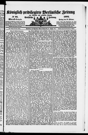 Königlich privilegirte Berlinische Zeitung von Staats- und gelehrten Sachen on Feb 19, 1892