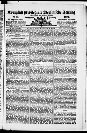 Königlich privilegirte Berlinische Zeitung von Staats- und gelehrten Sachen vom 20.02.1892