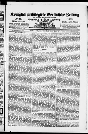 Königlich privilegirte Berlinische Zeitung von Staats- und gelehrten Sachen on Feb 23, 1892
