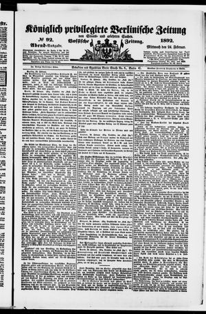 Königlich privilegirte Berlinische Zeitung von Staats- und gelehrten Sachen on Feb 24, 1892