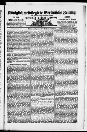 Königlich privilegirte Berlinische Zeitung von Staats- und gelehrten Sachen on Feb 25, 1892