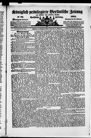 Königlich privilegirte Berlinische Zeitung von Staats- und gelehrten Sachen vom 28.02.1892