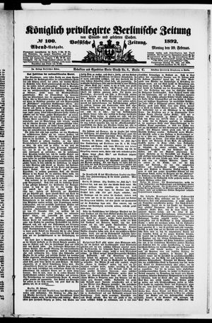 Königlich privilegirte Berlinische Zeitung von Staats- und gelehrten Sachen on Feb 29, 1892