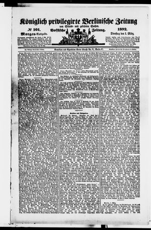Königlich privilegirte Berlinische Zeitung von Staats- und gelehrten Sachen vom 01.03.1892