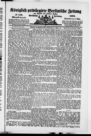 Königlich privilegirte Berlinische Zeitung von Staats- und gelehrten Sachen on Mar 5, 1892