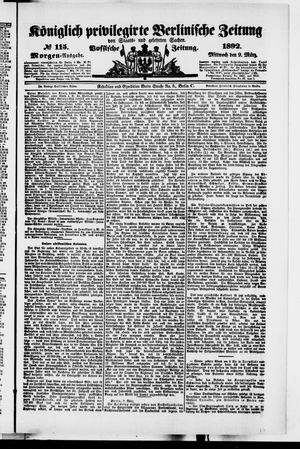 Königlich privilegirte Berlinische Zeitung von Staats- und gelehrten Sachen vom 09.03.1892
