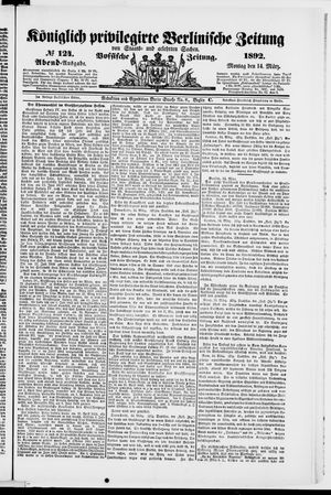 Königlich privilegirte Berlinische Zeitung von Staats- und gelehrten Sachen on Mar 14, 1892