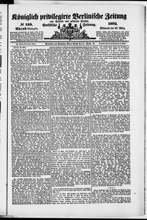 Königlich privilegirte Berlinische Zeitung von Staats- und gelehrten Sachen on Mar 23, 1892