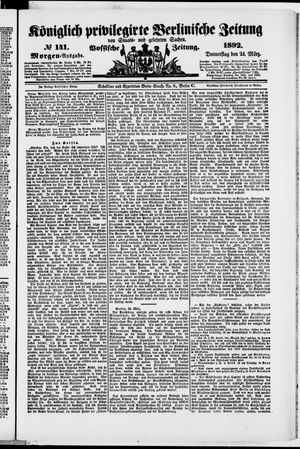 Königlich privilegirte Berlinische Zeitung von Staats- und gelehrten Sachen on Mar 24, 1892