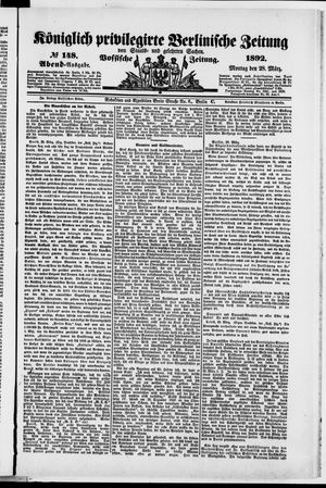 Königlich privilegirte Berlinische Zeitung von Staats- und gelehrten Sachen vom 28.03.1892