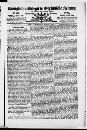 Königlich privilegirte Berlinische Zeitung von Staats- und gelehrten Sachen on Mar 29, 1892