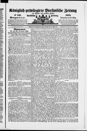 Königlich privilegirte Berlinische Zeitung von Staats- und gelehrten Sachen on Mar 31, 1892