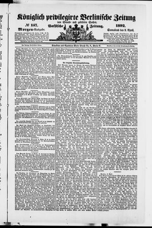 Königlich privilegirte Berlinische Zeitung von Staats- und gelehrten Sachen vom 02.04.1892