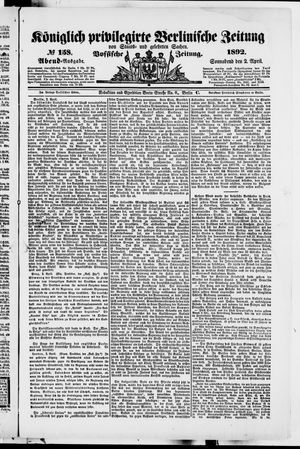 Königlich privilegirte Berlinische Zeitung von Staats- und gelehrten Sachen vom 02.04.1892