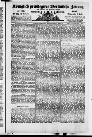 Königlich privilegirte Berlinische Zeitung von Staats- und gelehrten Sachen vom 06.04.1892