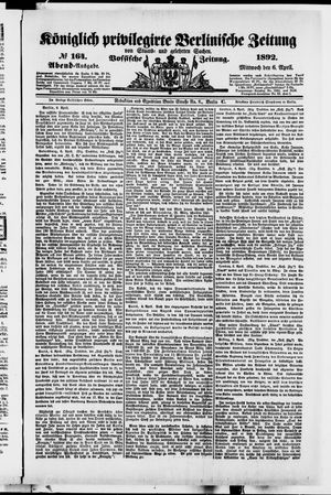 Königlich privilegirte Berlinische Zeitung von Staats- und gelehrten Sachen on Apr 6, 1892