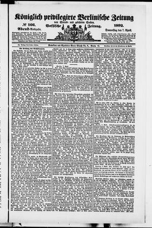 Königlich privilegirte Berlinische Zeitung von Staats- und gelehrten Sachen on Apr 7, 1892