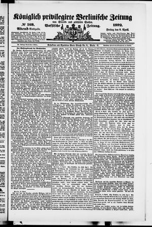 Königlich privilegirte Berlinische Zeitung von Staats- und gelehrten Sachen vom 08.04.1892