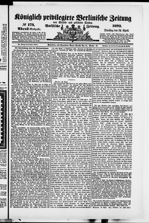 Königlich privilegirte Berlinische Zeitung von Staats- und gelehrten Sachen vom 12.04.1892