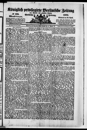 Königlich privilegirte Berlinische Zeitung von Staats- und gelehrten Sachen on Apr 20, 1892