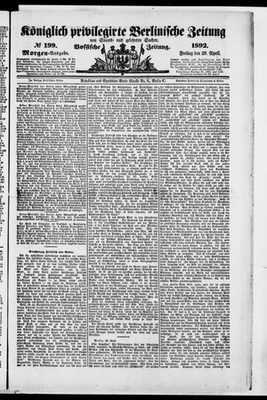 Königlich privilegirte Berlinische Zeitung von Staats- und gelehrten Sachen on Apr 29, 1892