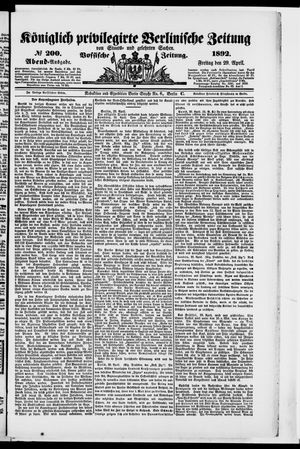 Königlich privilegirte Berlinische Zeitung von Staats- und gelehrten Sachen vom 29.04.1892