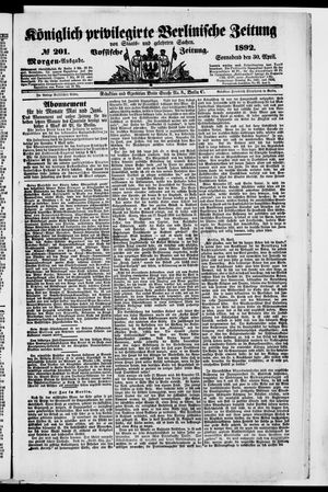 Königlich privilegirte Berlinische Zeitung von Staats- und gelehrten Sachen vom 30.04.1892