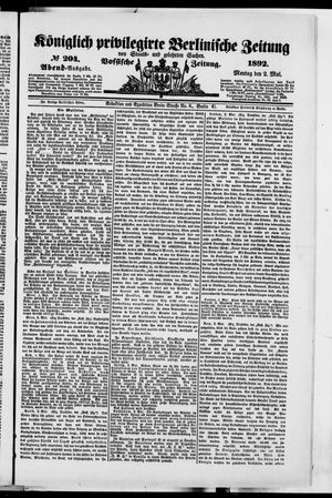 Königlich privilegirte Berlinische Zeitung von Staats- und gelehrten Sachen vom 02.05.1892