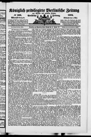 Königlich privilegirte Berlinische Zeitung von Staats- und gelehrten Sachen on May 4, 1892