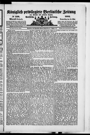Königlich privilegirte Berlinische Zeitung von Staats- und gelehrten Sachen vom 12.05.1892