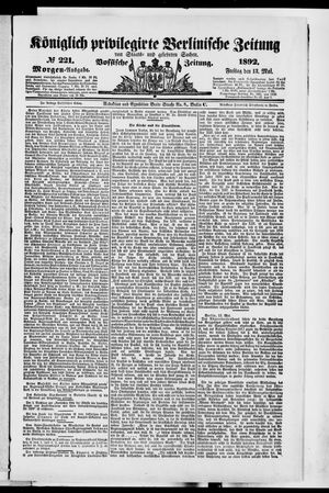 Königlich privilegirte Berlinische Zeitung von Staats- und gelehrten Sachen vom 13.05.1892