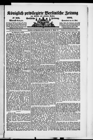 Königlich privilegirte Berlinische Zeitung von Staats- und gelehrten Sachen vom 14.05.1892
