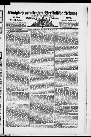 Königlich privilegirte Berlinische Zeitung von Staats- und gelehrten Sachen on May 18, 1892