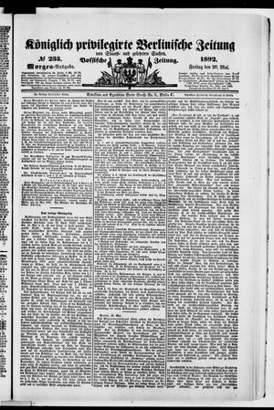 Königlich privilegirte Berlinische Zeitung von Staats- und gelehrten Sachen vom 20.05.1892