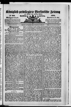 Königlich privilegirte Berlinische Zeitung von Staats- und gelehrten Sachen vom 21.05.1892