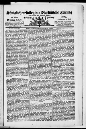 Königlich privilegirte Berlinische Zeitung von Staats- und gelehrten Sachen on May 24, 1892