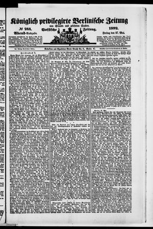 Königlich privilegirte Berlinische Zeitung von Staats- und gelehrten Sachen on May 27, 1892