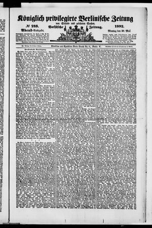 Königlich privilegirte Berlinische Zeitung von Staats- und gelehrten Sachen vom 30.05.1892