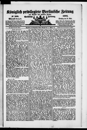 Königlich privilegirte Berlinische Zeitung von Staats- und gelehrten Sachen on May 31, 1892